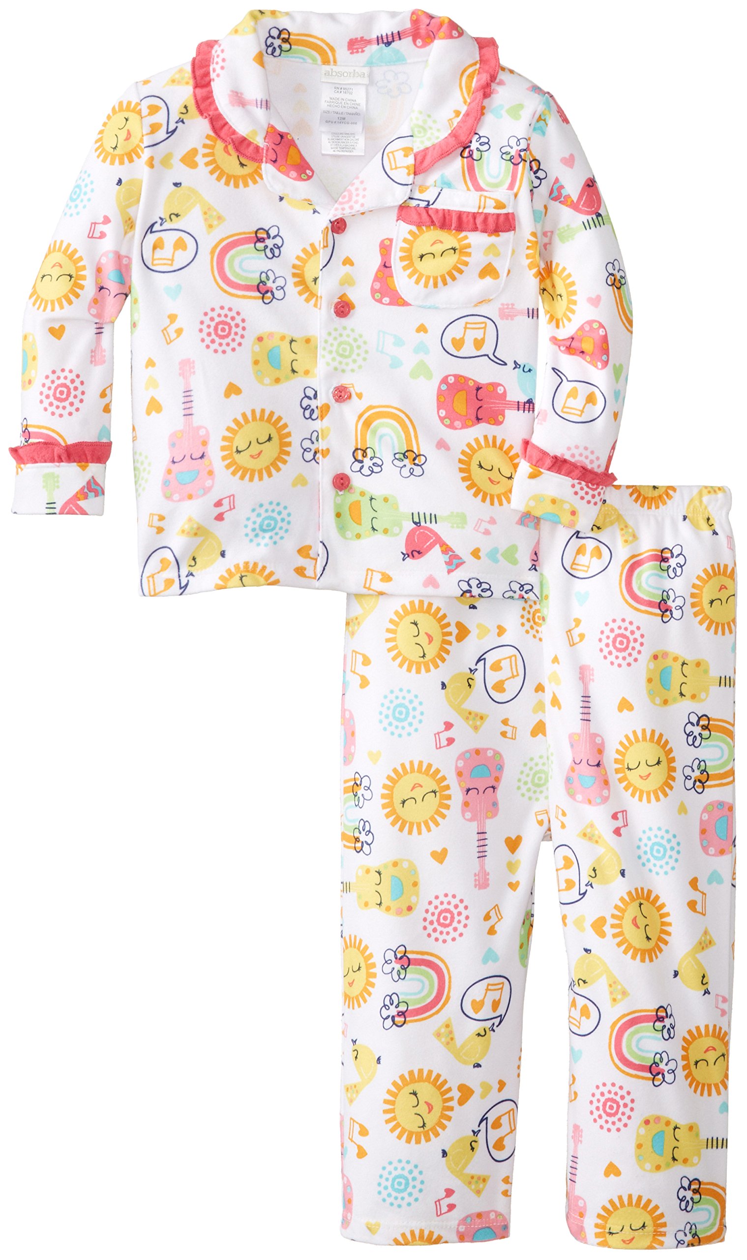 ABSORBA Baby Girls' Girls' Rock N Roll Coat Pajama, White, 24 Months