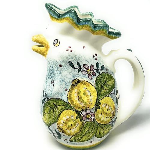 CERAMICHE D'ARTE PARRINI - Italian Ceramic Art Pitcher Vine Vino Jar Pottery Decorated Lemons Hand Painted Made in ITALY Tuscan