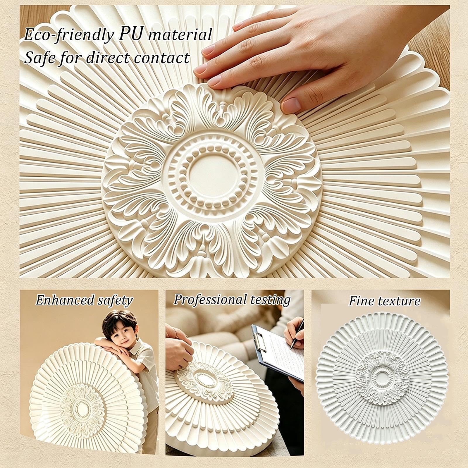 Rosone per soffitto, diametro esterno 23"/32" x diametro interno 1,7"/2,3" | Materiale in poliuretano (PU), placca di copertura rotonda per soffitto, rosone per lampadari(60cm)