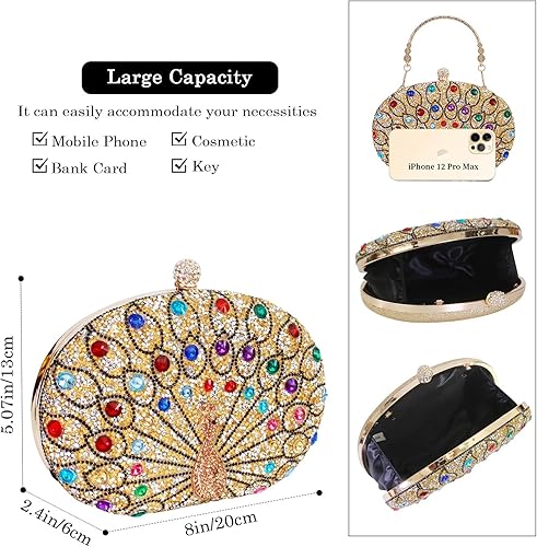 Miniatura 4 de Bolsos de mano de noche con diamantes de imitación para mujer, bolso cruzado y bolso de hombro para fiesta de noche de boda