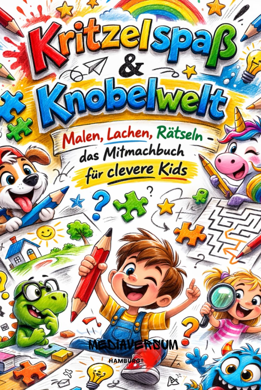 Kritzelspaß & Knobelwelt: Malen, Lachen, Rätseln - das Mitmachbuch für clevere Kids