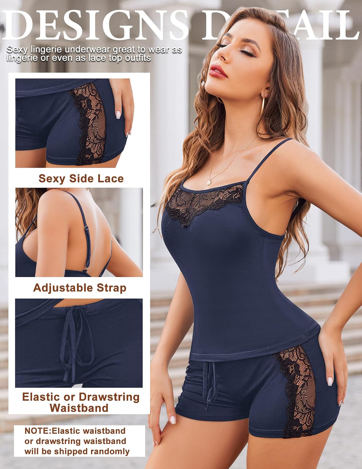Avidlove Women Sleepwear Lace Pajamas Set Shorts Nightwear Camisole Short Sets