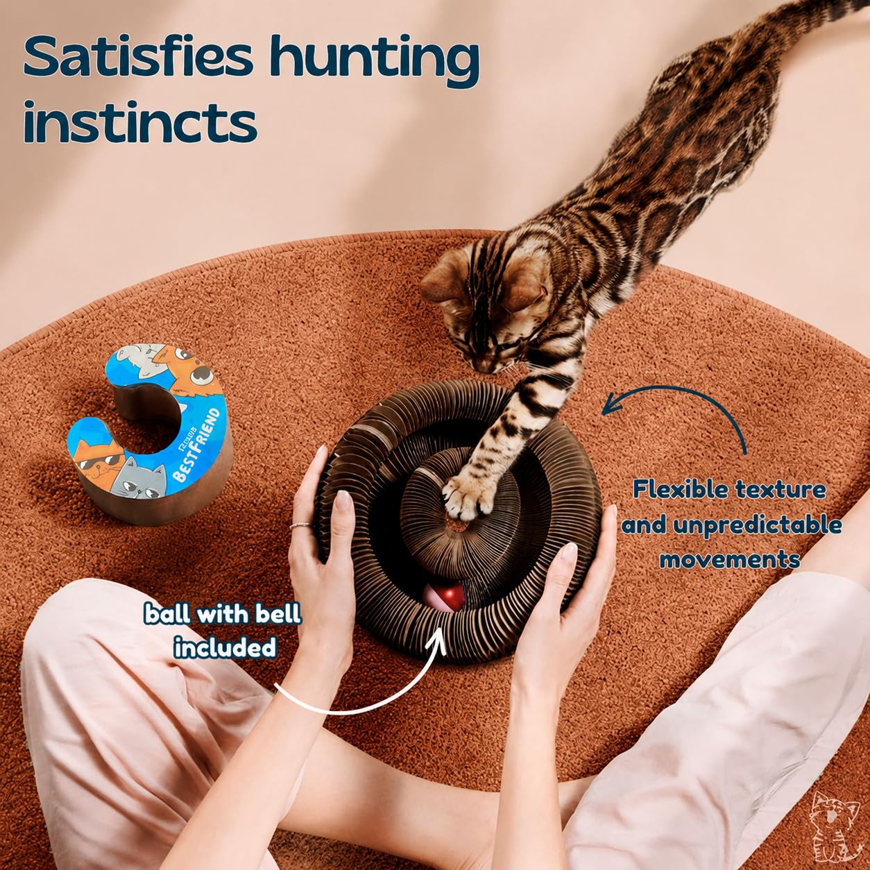 Rizos Bestfriend Juguete Rascador Interactivo para Gatos - El último Ejercicio Mental y físico Interactivo para Gatos de Interior (Pack de 2)