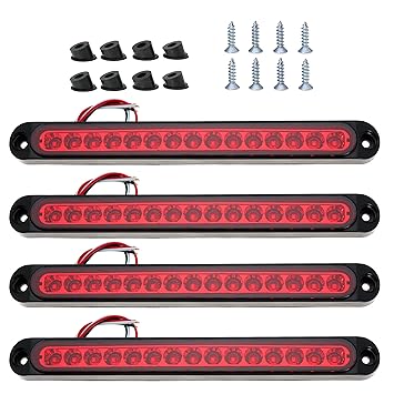 Gopayia 10 Inch 15 LED Trailer Tail Light Bar 10-30V Brake Stop Turn Trailer Identification Light Assembly for Trailer Car Truck Boat (2 pairs)