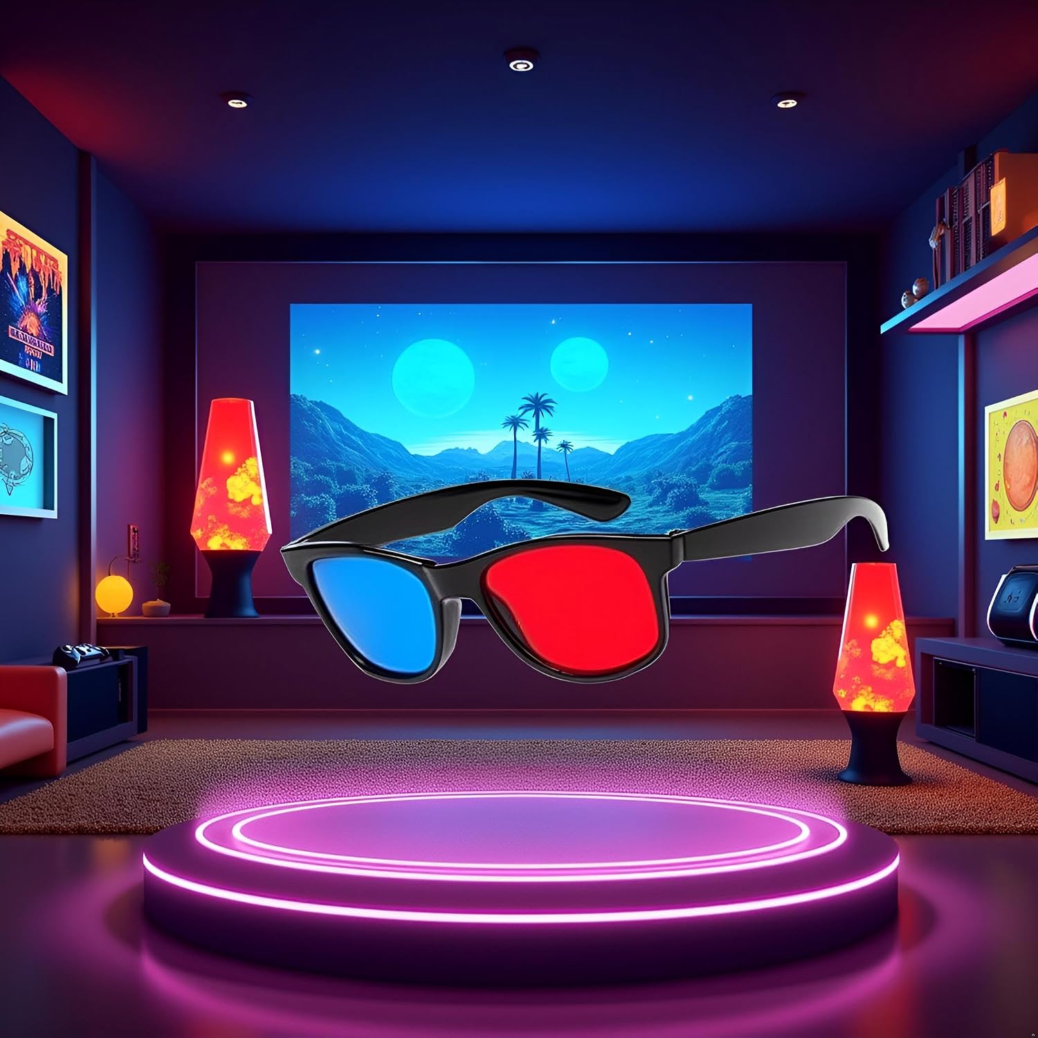 3Pcs Red and Blue 3D Glasses Universal TV Movie Dimensional Video Frame 3D Glasses DVD Game Glass 3D Style Glasses for 3D Movies Games, 3D Viewing Glasses, Televisions and Video