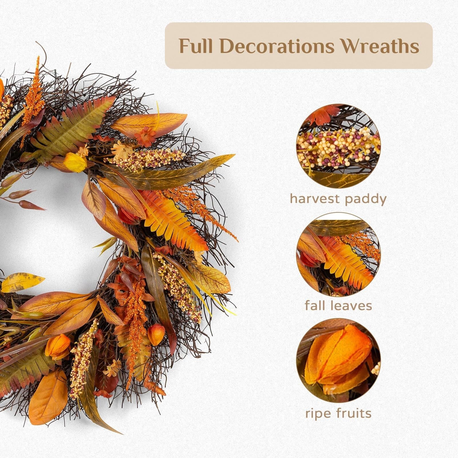 Weihnachtskranz Weihnachts-Türkranz, Winterkranz, Dekoration, Outdoor-Beflockung, Weihnachtskranz Deko(50cm)
