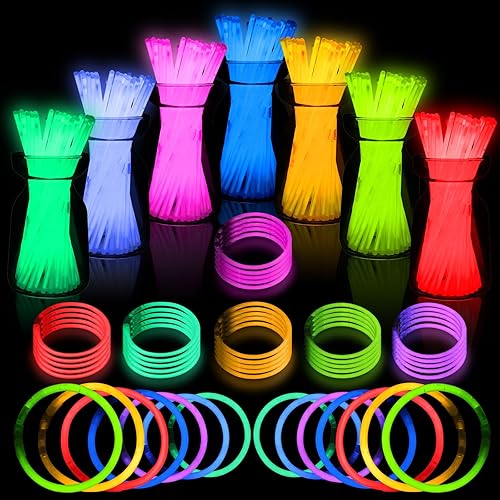 Ultra Halloween Bright Glow Sticks - 500 Party Pack with Connectors for Christmas, Neon Birthday and Holidays - Multicolor 8" Glow Sticks Necklaces Bulk
