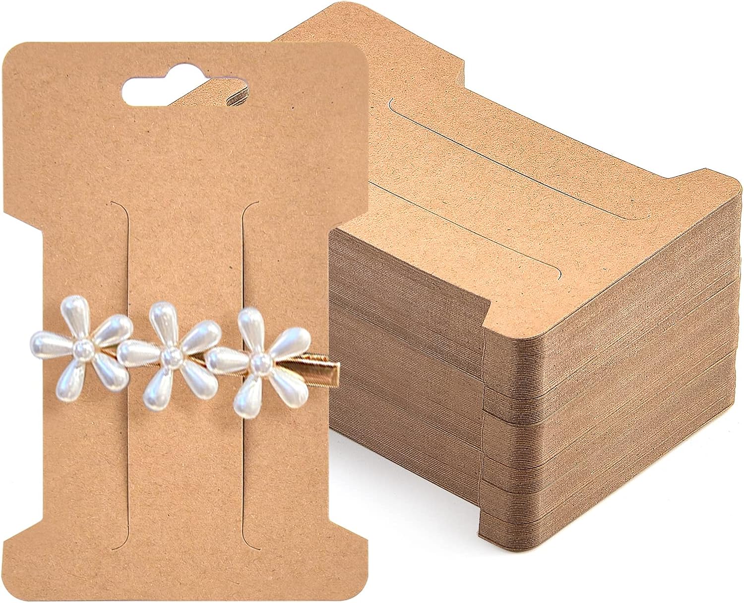 Coopay 150 Pieces Hair Clip Display Cards Hair Bow Holder Rectangle Barrettes Jewelry Accessories Display and Organizing, Kraft Paper Cards, 4-1/4 x 2-3/4 Inches (Brown)