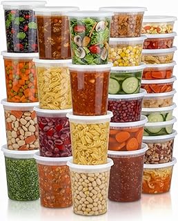 Perfect Settings Plastic Deli Containers with Lids [44 Sets] Variety Pk 8oz, 16oz & 32oz | Leakproof, Freezer Safe Soup & Food Storage | Microwavable Food Containers with Lids
