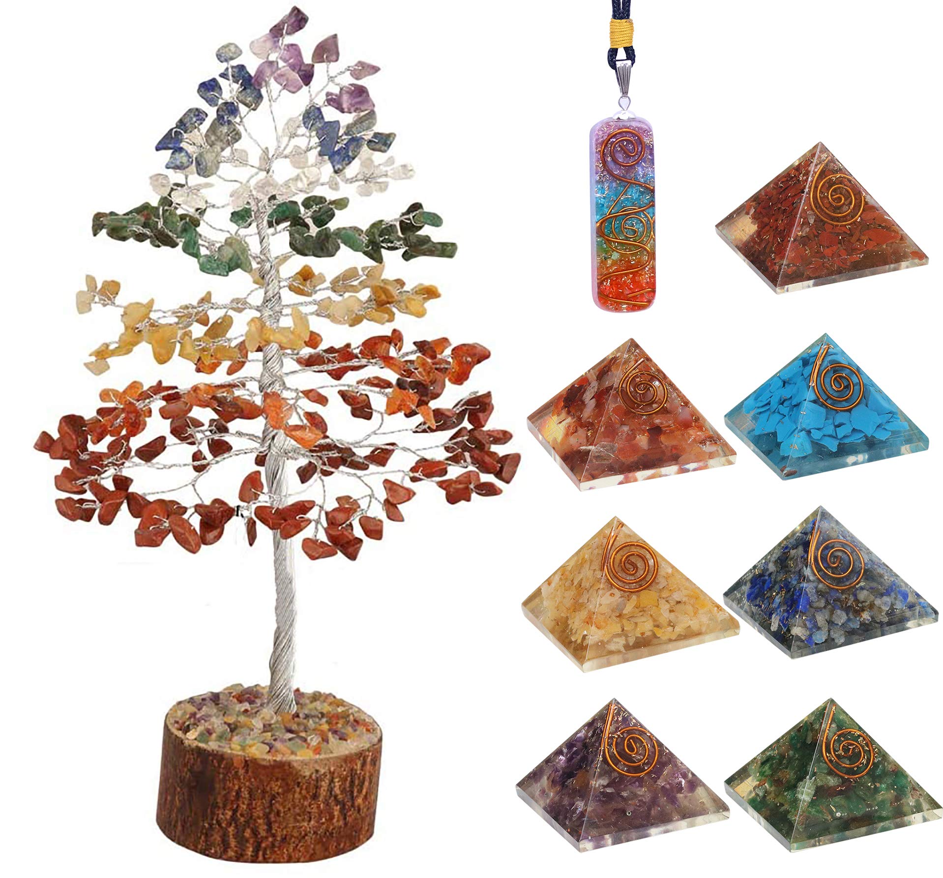 Amazon.co.jp: Crocon 7 チャクラ ジェムストーン 盆栽ツリー + 7