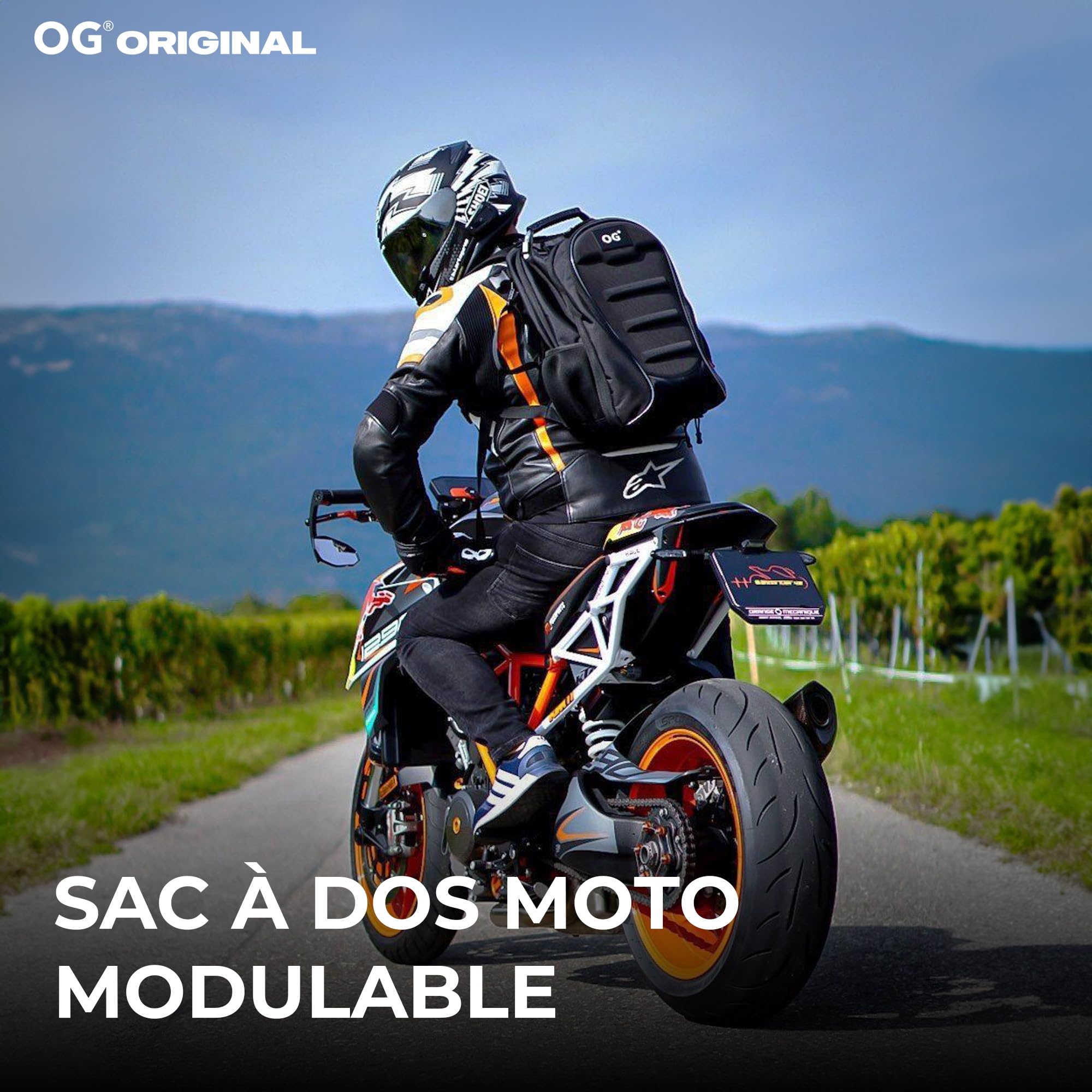 OG Original CityRunner Sac à Dos Moto, Étanche, Extensible 30-35L, Sac Porte-Casques Motard, Sangle Pour Casque, Grande Capacité, Portable, Réfléchissant, USB