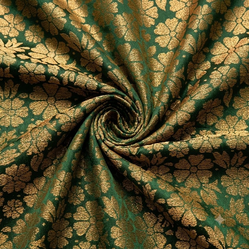 Women's Unstitched Brocade Silk Fabric 2 Meter | Premium Running Material for Kurti, Blouse & Choli (Green)-picture-35