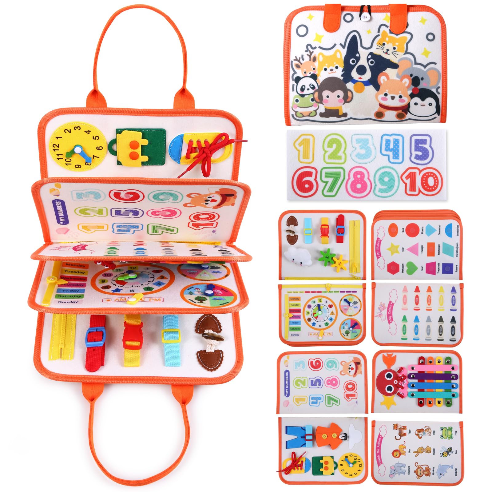 COLOBOBO Busy Board Montessori Toy for Toddlers 1 2 3 4 Year Old - Sensory Travel Toy with Fine Motor Activities, Preschool Learning Activities Birthday Gift Busy Book for Boys/Girls