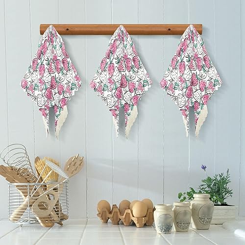 Miniatura 6 de linqin Hand Drawn Pink Strawberry Set of 6 Fast Drying Microfiber Towel for Kitchen Decorative Cotton Kitchen Tea Towels Reusable for Bathroom
