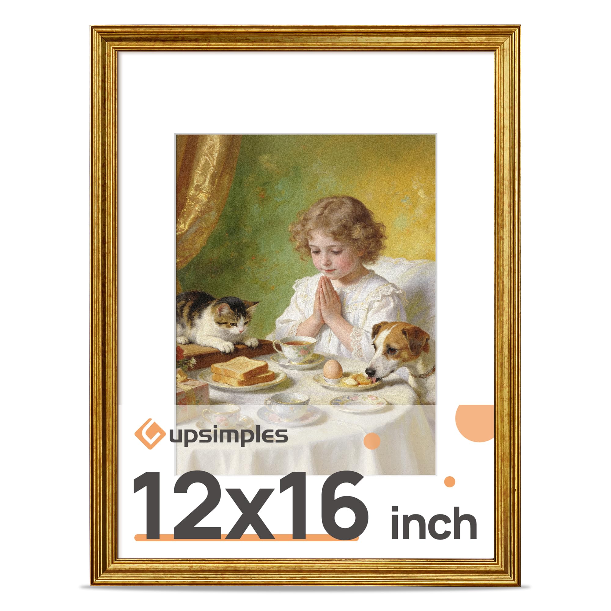 upsimples 12x16 Picture Frame, Vintage Frames Decor, 1Pack Gold