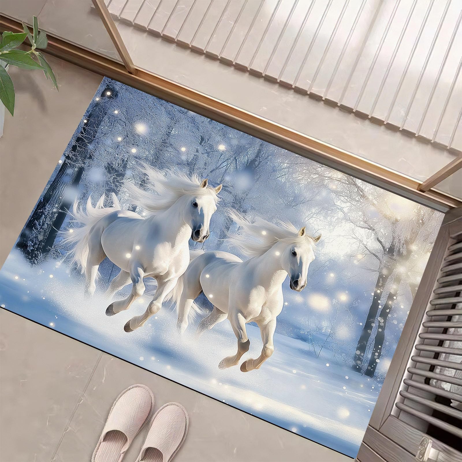 Tapis de intérieur 80x120cm paillasson d'intérieur antidérapant lavable entrée porte