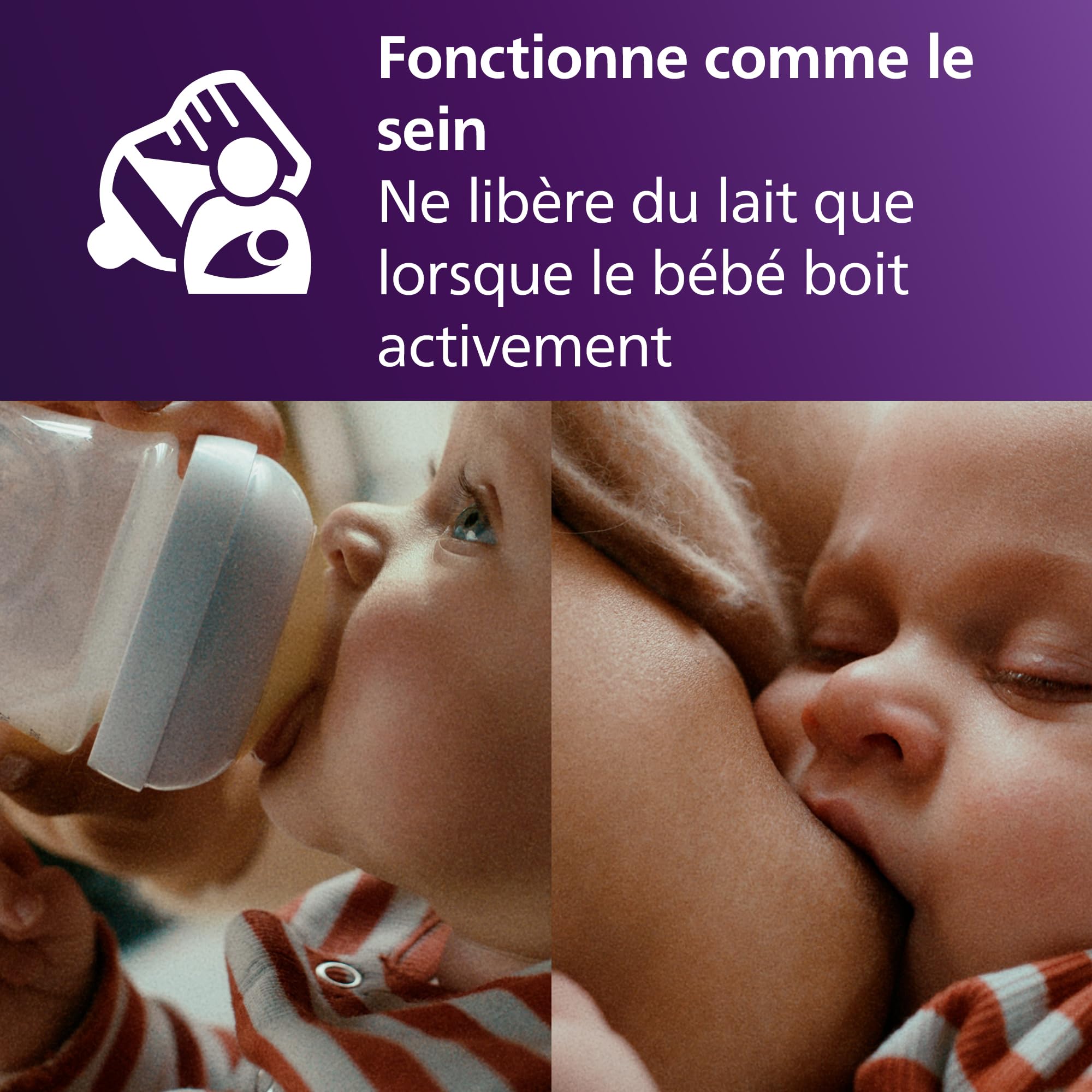 Philips Avent Lot de 2 tétines pour biberon à Réponse Naturelle 0% BPA, Débit 4 pour Bébé de 3 mois + (modèle SCY964/02)