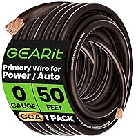 Vista 14 de GEARit Cable de tierra de cobre calibre 0, cable de 25 pies - Cable de batería automotriz para amplificador de audio de coche, RV, remolque CCA