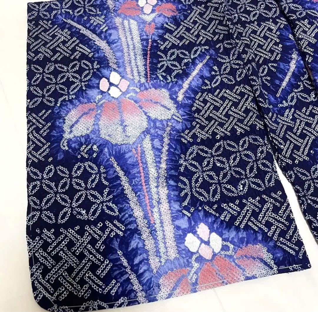 しつけ付き 有松絞り 浴衣 青 菖蒲 Amazon.co.jp: しつけ付︎浴衣 帯 2点セット 有松鳴門絞り 浴衣