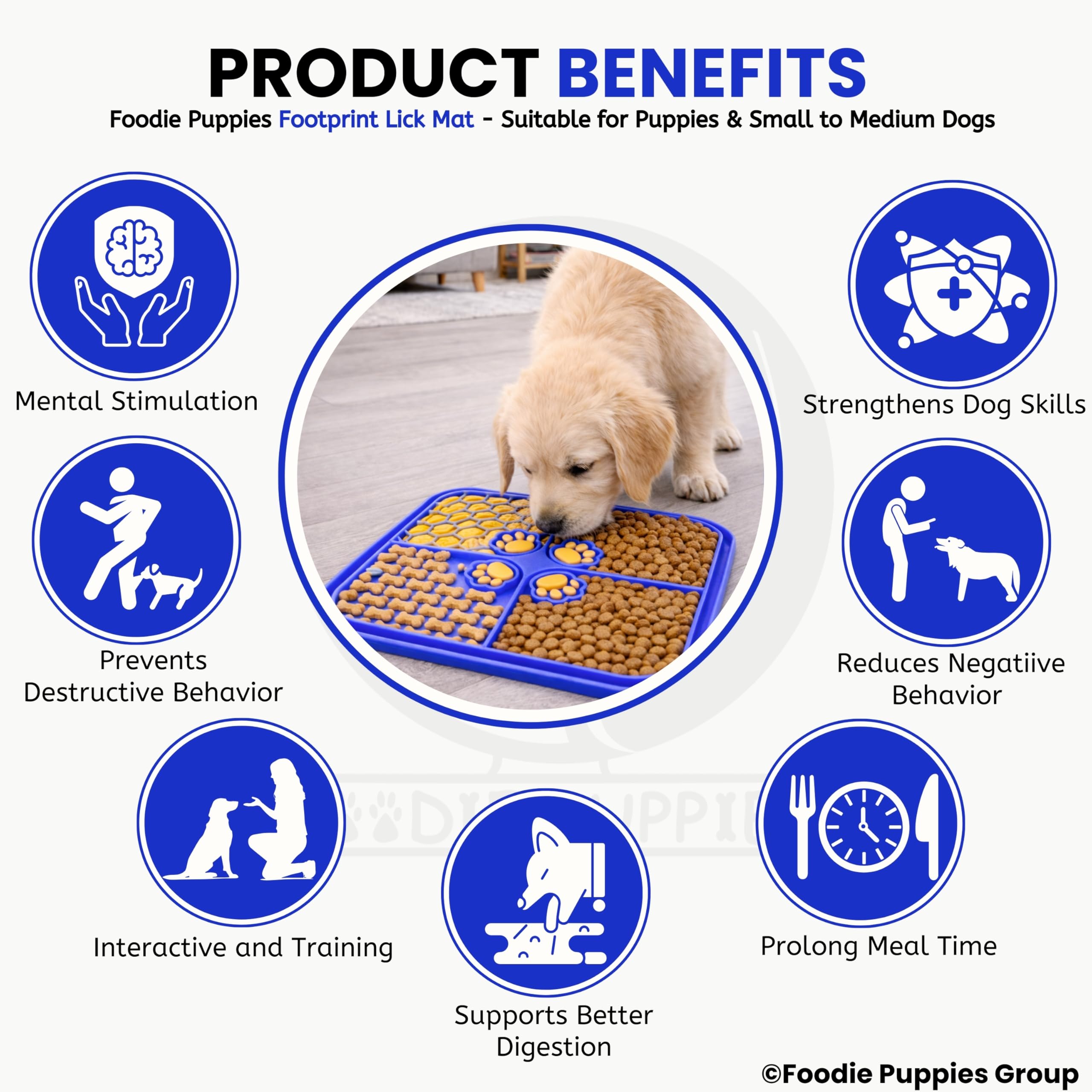 Foodie Puppies Pet Slow Feeding Licking Mat - (Footprint Lick Mat) for Dogs & Cats | Reduce Boredom Anxiety-Relief Silicone Lick Mat for Butter, Yogurt & Peanut Butter | Suitable for All Breeds Size 3