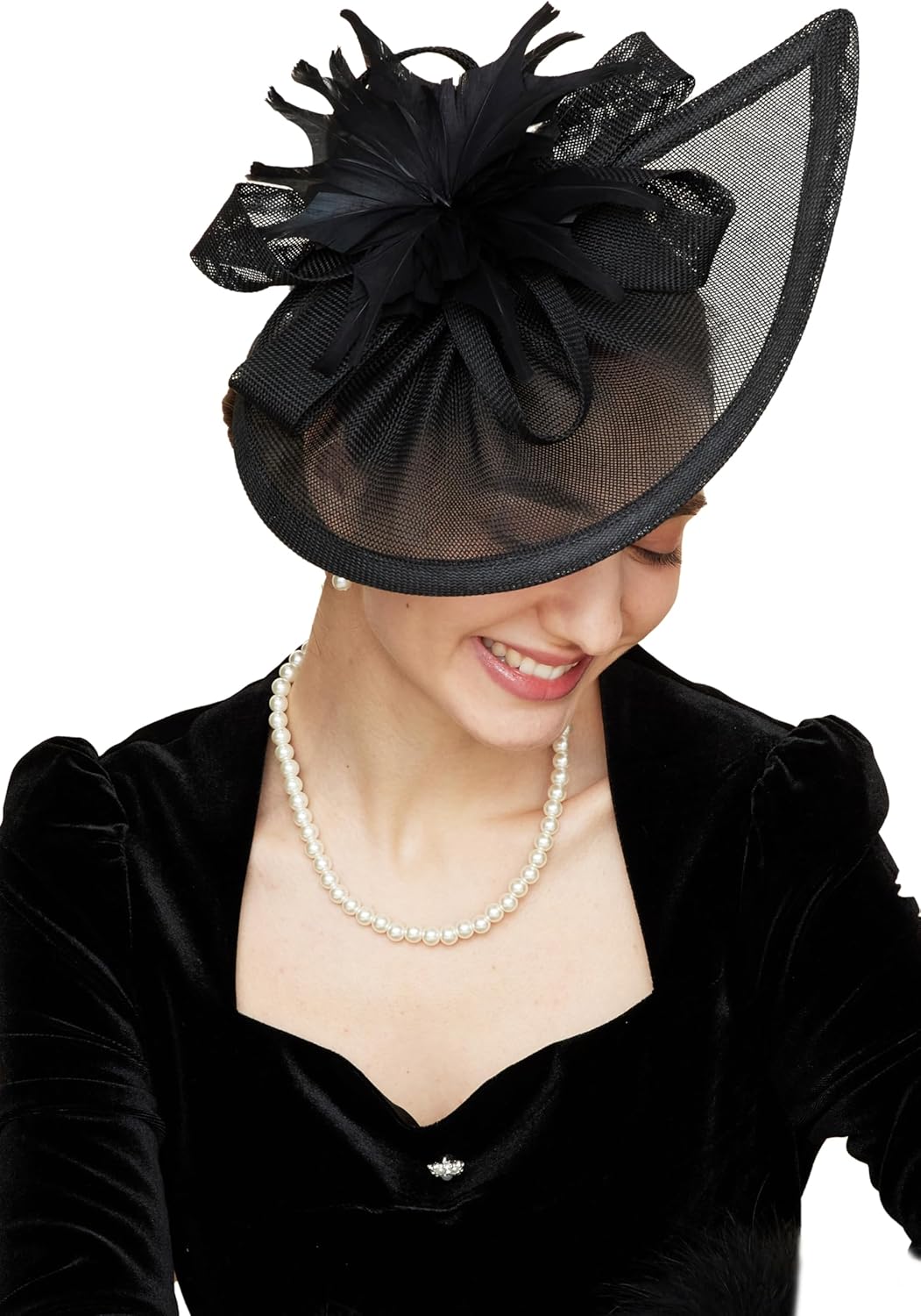 Gionforsy Fascinators Hat Flower Tea Party Hats for Women Feather Hat for Wedding