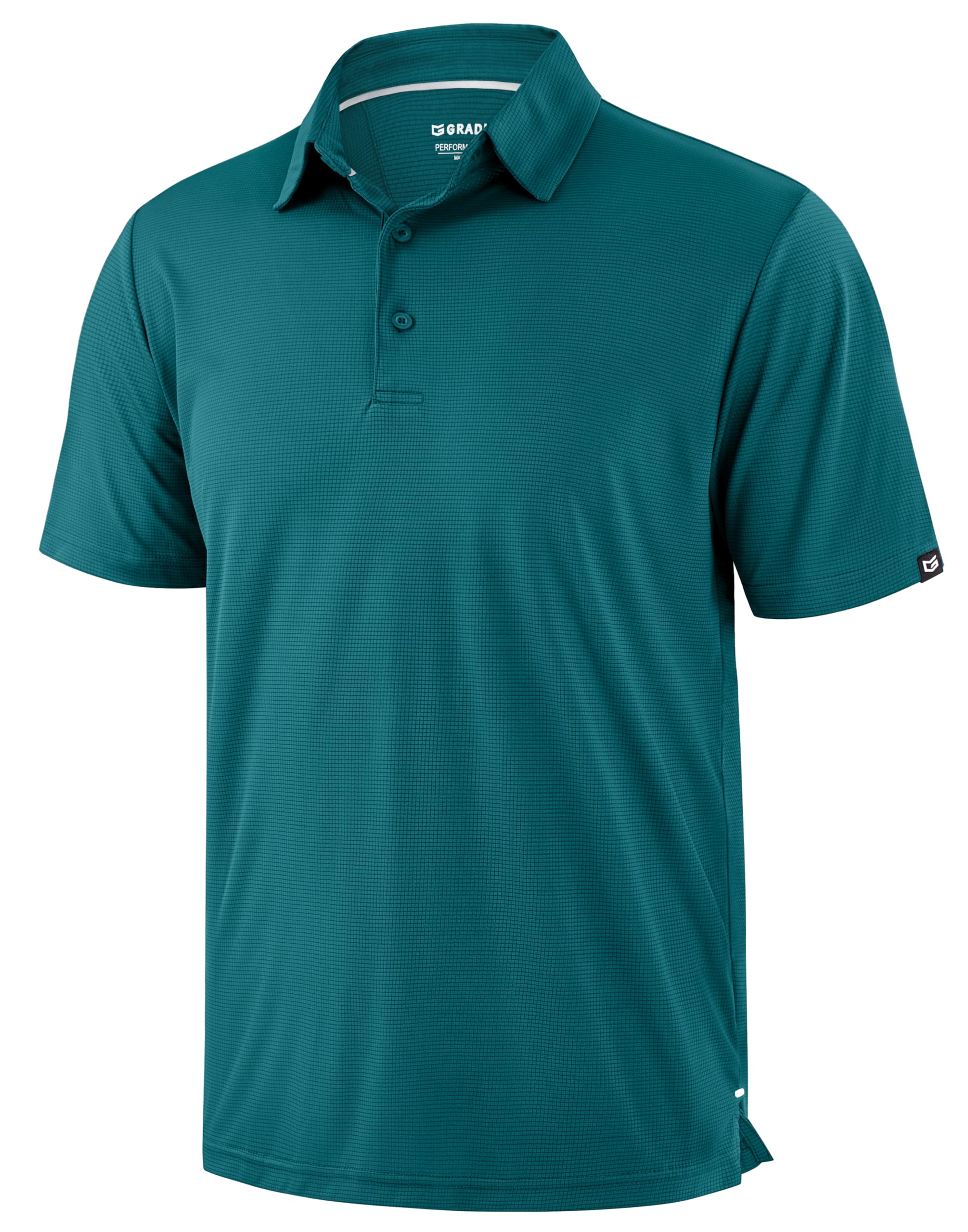 Mens Golf Shirt Grid Lightweight Short Sleeve Dry Fit Moisture Wicking Performance Athletic Collared Polo Shirts for Men — view 14