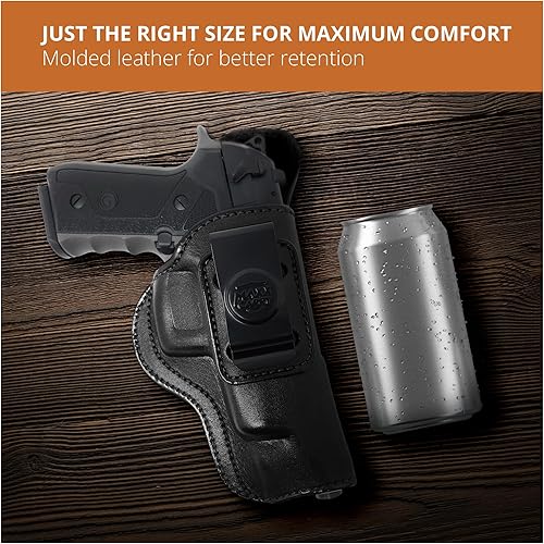 Miniatura 4 de PH - Funda de cuero genuino para pistola Beretta 92FS, funda de cuero Iwb táctica para pistola Iwb, funda de transporte oculta de cuero, cómoda