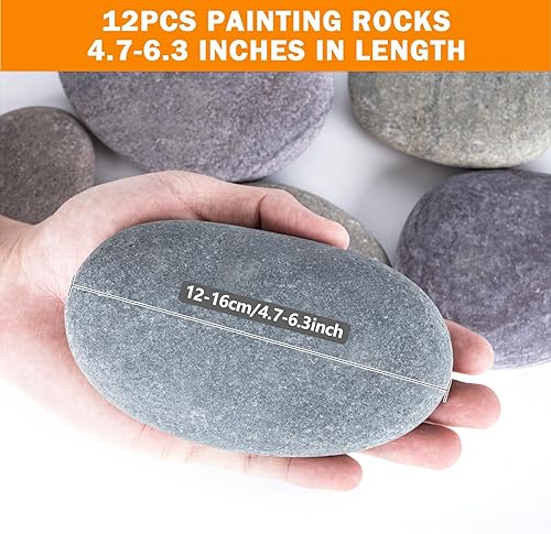 Miniatura 19 de River Rocks para pintar, 15 piezas grandes de 2 a 3 pulgadas, planas, lisas, piedras para pintar para niños, manualidades, pintura a granel