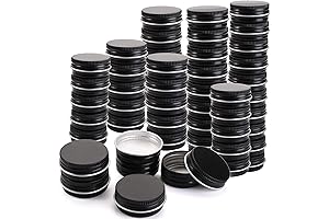 Foraineam Screw Lid Lip Balm Containers: 100-Pack 0.5 oz Matte Black Aluminum...