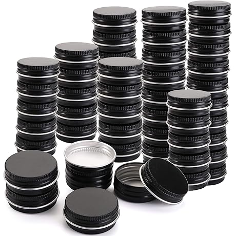 Foraineam Screw Lid Lip Balm Containers: 100-Pack 0.5 oz Matte Black Aluminum...
