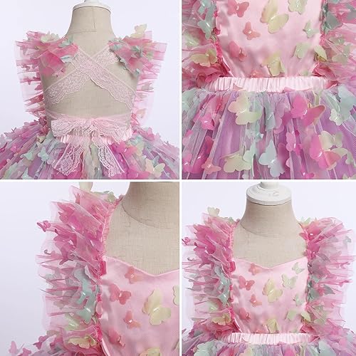 Miniatura 6 de Vestido para sesión de fotos de fiesta de cumpleaños con espalda descubierta para bebé, niña, mariposa, fresa, volantes, princesa, pastel, fiesta de