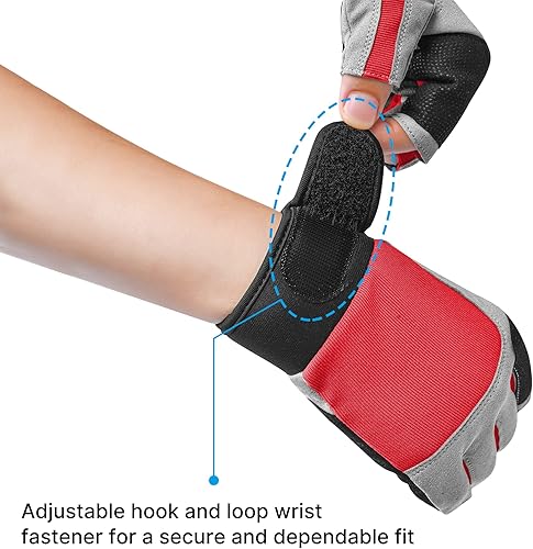 Miniatura 9 de ChinFun Guantes de vela unisex con relleno de palma sin dedos, perfecto para remar, canoa, hombres, mujeres y jóvenes