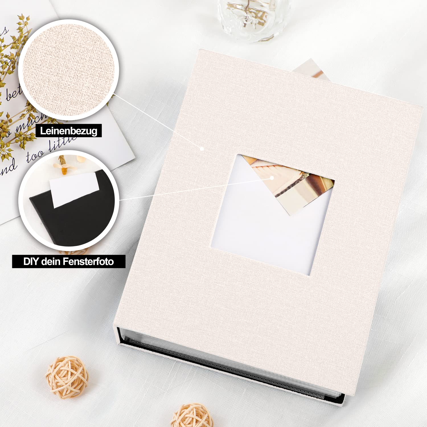 Lanpn Photo Album 10 x 15 200 2 Packs Linen Slip In Album for Landscape Photos Pictures Beige, 200 Beutel/2 Packungen - Image 3