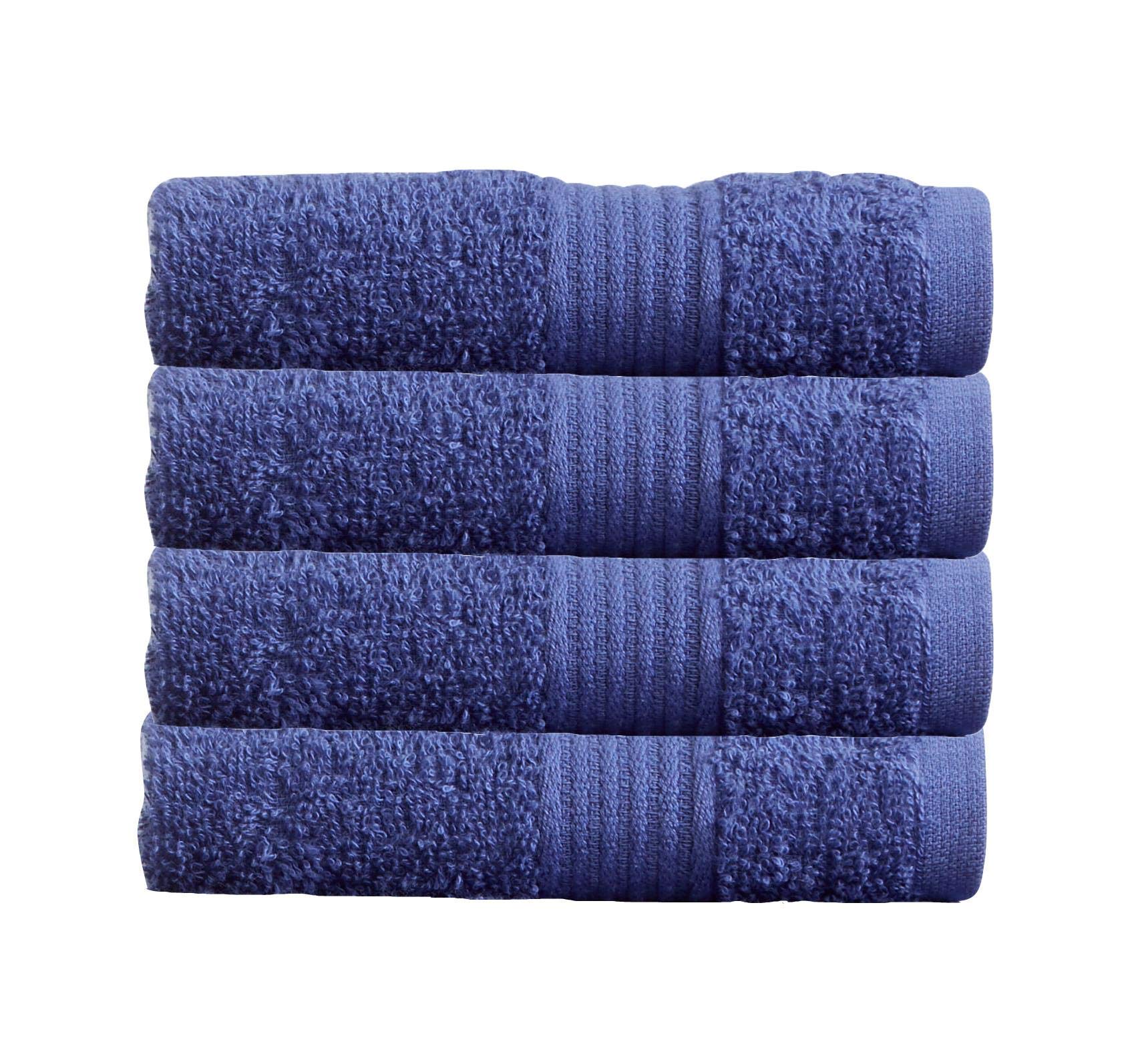 Olivia Rocco Cobalt Egyptian Cotton Towels Home Bathroom Towel Set Bale Fade Resistant 500Gsm Home Collection Bales Bath Sets, 4 Washcloths
