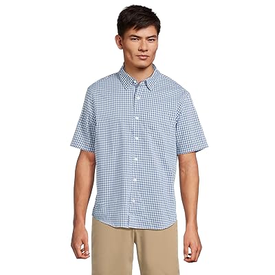 L.L.Bean Comfort Stretch Performance Shirt, Short Sleeve, Slightly Fitted, Plaid Men