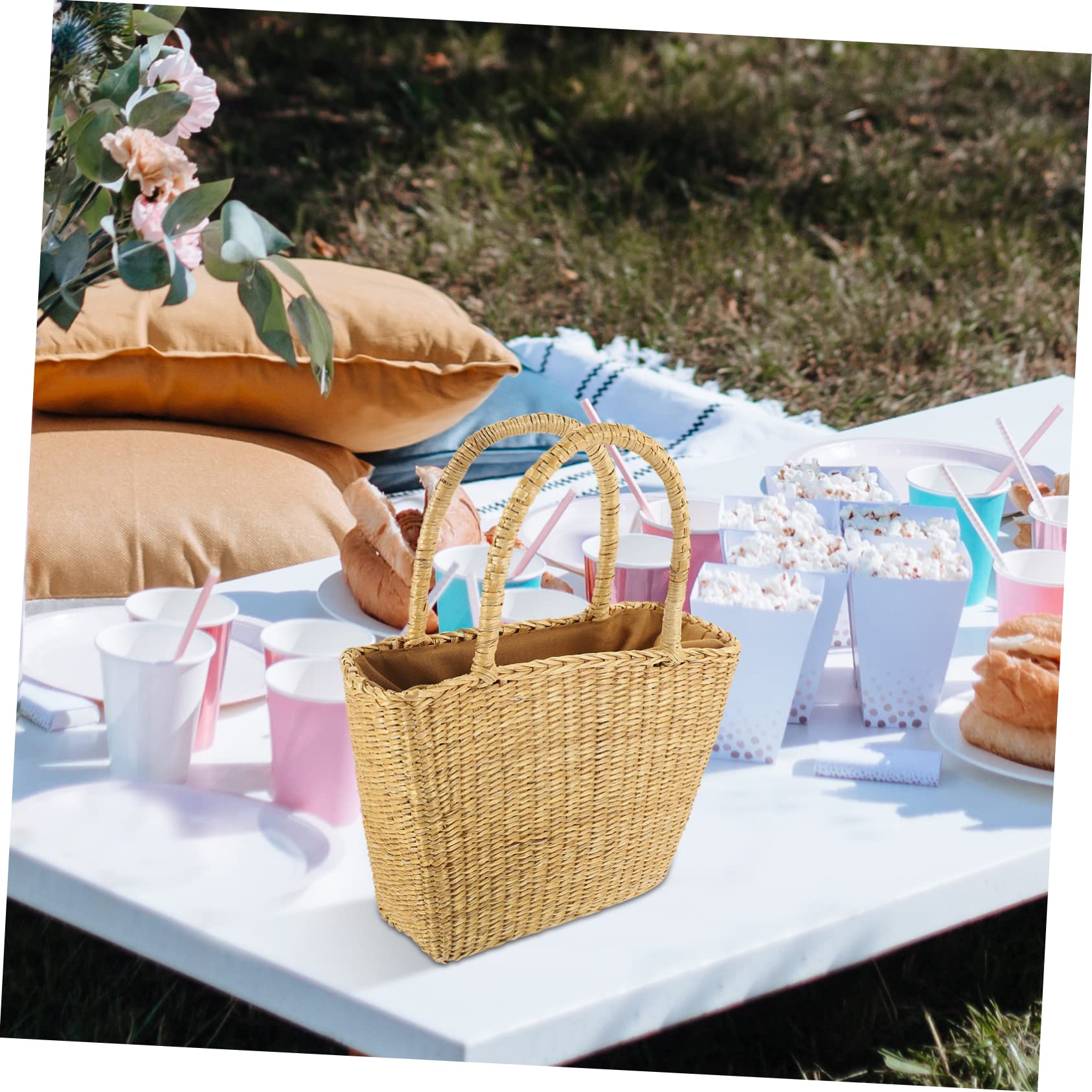 LIFKOME 2pièces De Plage Tissé Main Cabas Pour Voyage Style Pastoral Et Pratique