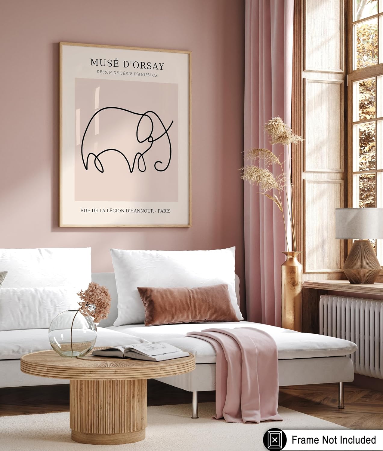 Poster Master Vintage Poster - Retro One Line Elephant Drawing Print - Elephant Art - Minimal Gift for Men, Women, Animal Lover - Abstract Wall Decor for Home, Office - 8x10 UNFRAMED Wall Art