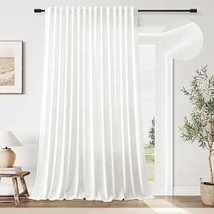 Extra Wide Linen Curtain - Ivory White, 100x108 Inches, Semi-Sheer, Back Tab For Sliding Doors - View #7