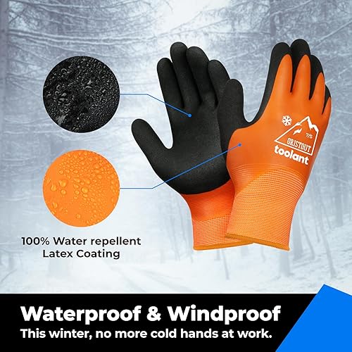 Miniatura 3 de Guantes de trabajo de invierno impermeables para hombres y mujeres, pantalla táctil, guantes para congelador, aislados térmicamente, para clima frío