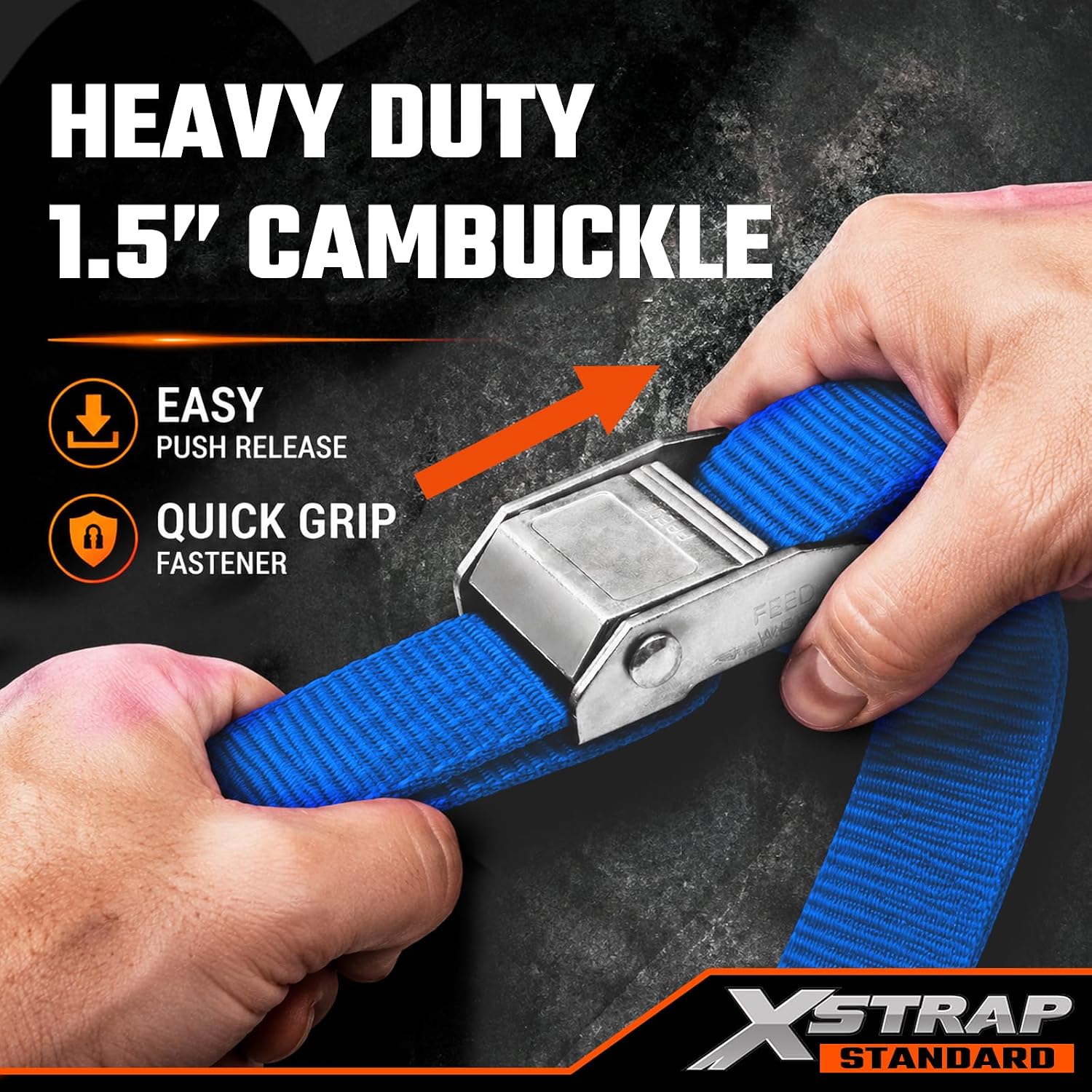 XSTRAP STANDARD 2-PK Motorcycle Straps Cambuckle Tie Down 1.5" X 8FT, Blue