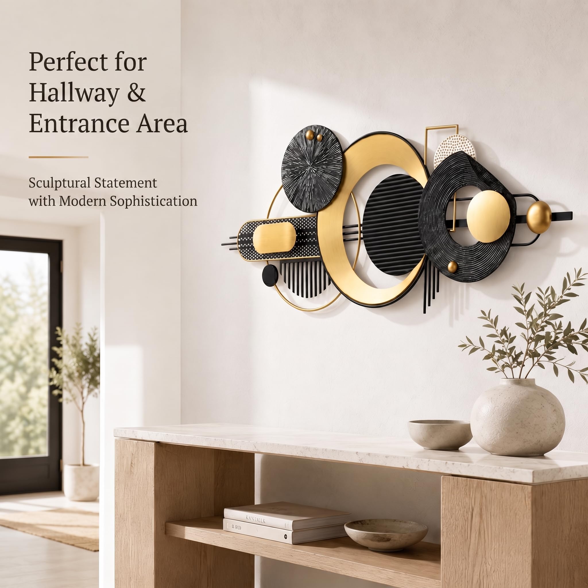 Adorno de Pared Metálico,Decoración Geométrica Abstracta 3D para | Decoración mural geométrica con,incluye kit de tornillos,apto para salón,dormitorio, cocina y oficina - 152CM