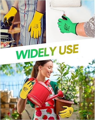 Vista 25 de Honeydak 36 pares de guantes de jardinería para hombres y mujeres, guantes de jardín con revestimiento de goma transpirable Rojo