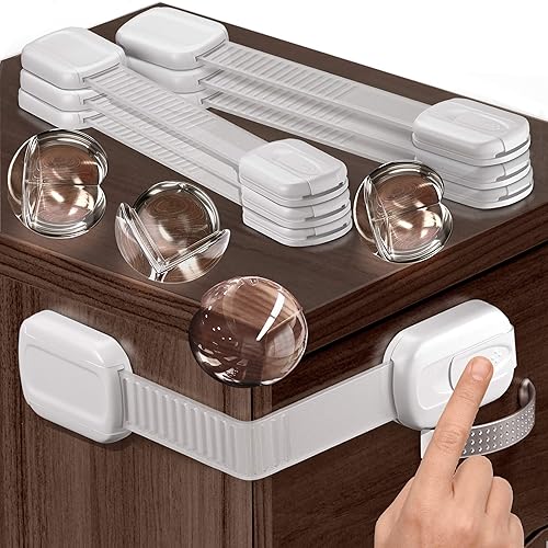 Cerraduras a prueba de niños para puertas de gabinete (6 paquetes + regalo) Cerraduras de seguridad para gabinetes y cajones  Cierres de gabinete a