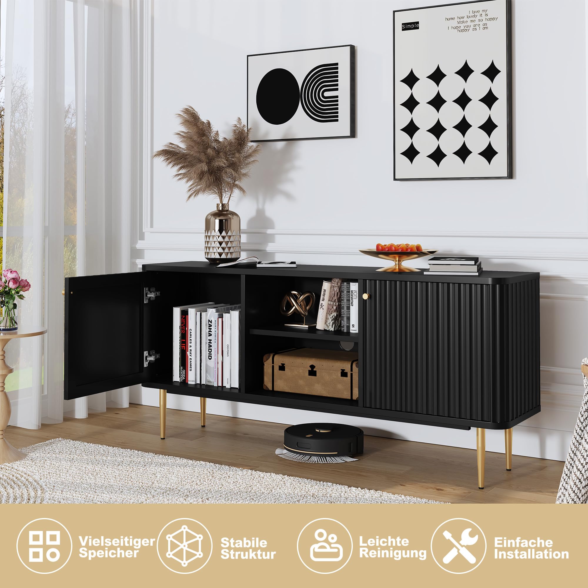 Tavola TV Legno 2 Porte Moderna - Dettaglio