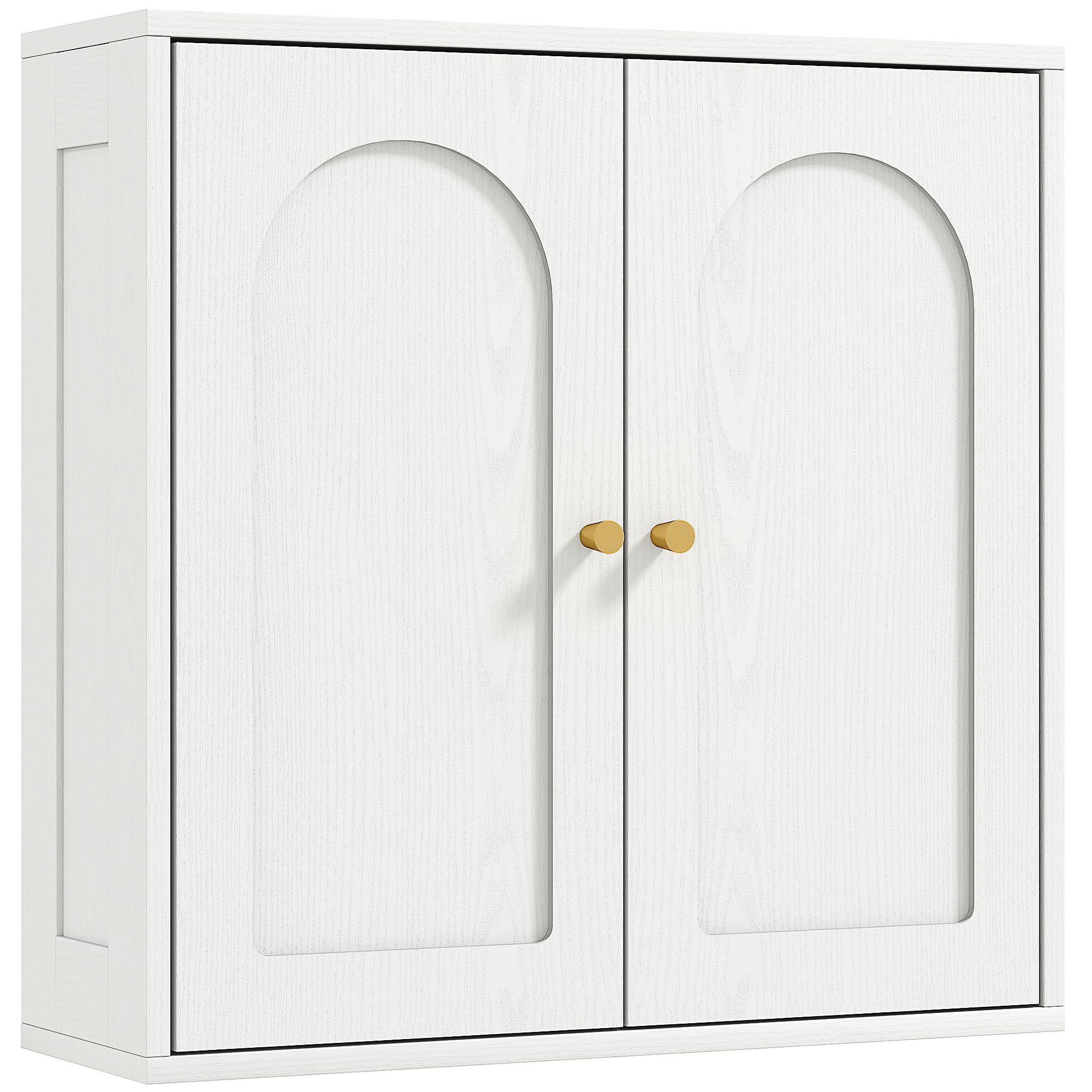 HOMCOM Armoire Murale, Meuble Haut Salle de Bain Style Moderne avec Placard à Double Porte et poignées dorées, Meuble de Salle de Bain Suspendu, 60 x 20 x 60 cm, Blanc