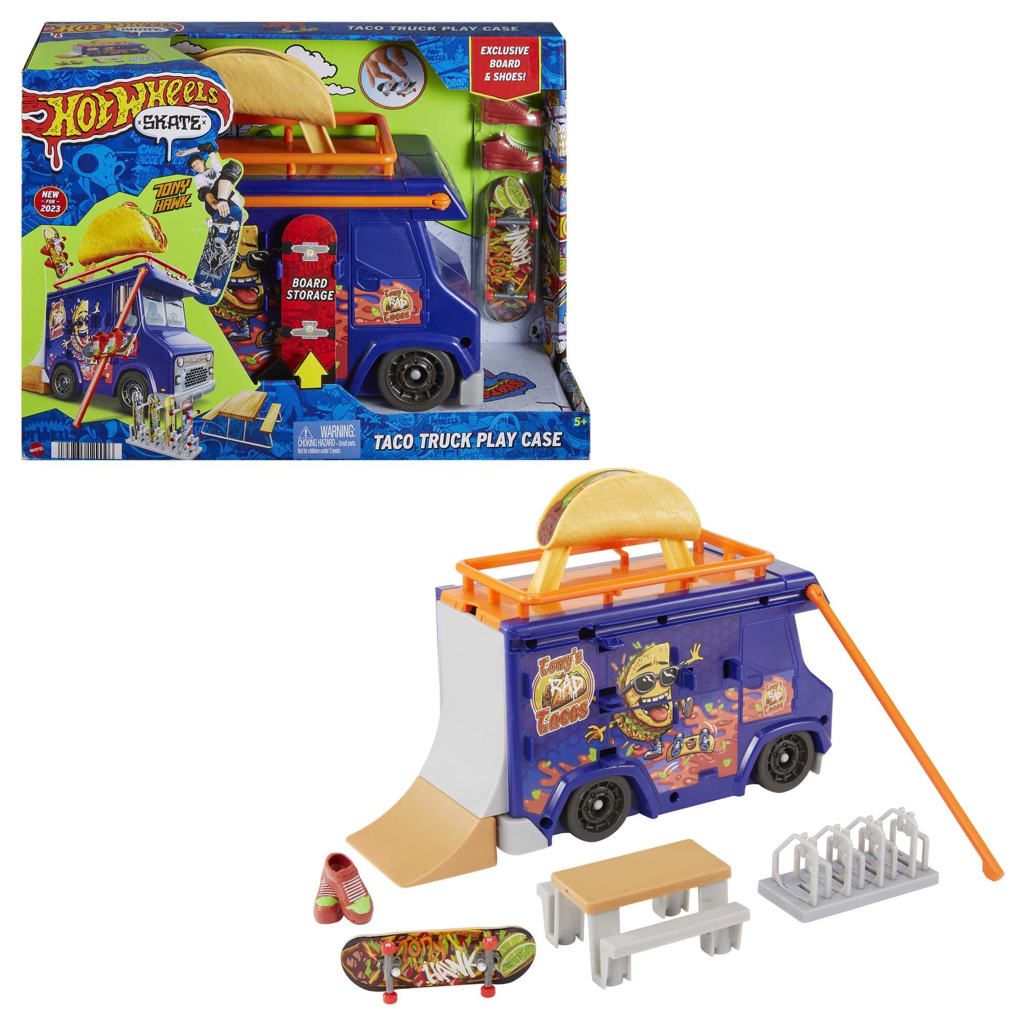 Hot Wheels Skate Camión de Tacos Set de Juego con monopatín de