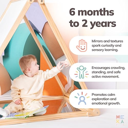 Miniatura 6 de MEKA Espejo triangular 5 en 1, un espacio de aprendizaje multifuncional, cinco formas de jugar, descubrir y crecer. Juguetes sensoriales para bebés,