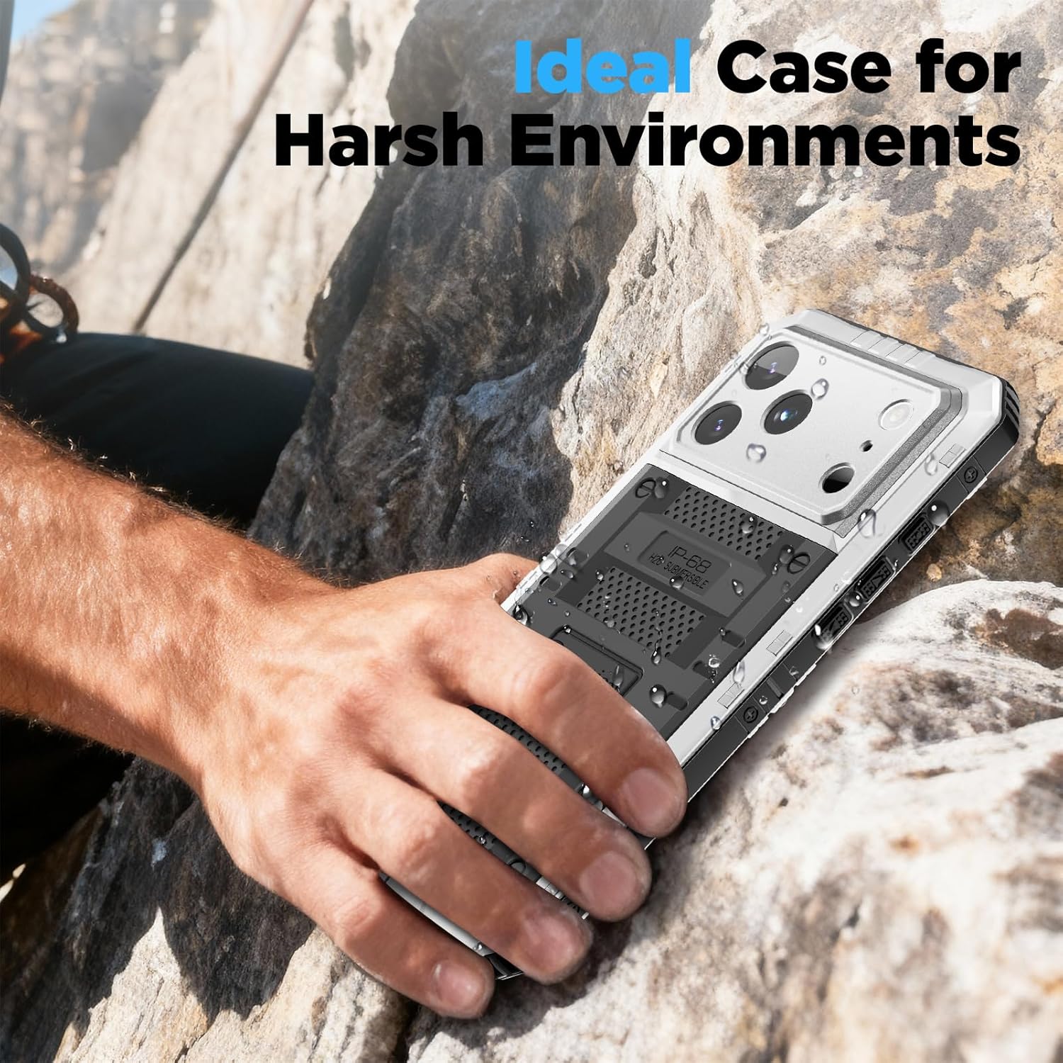 Beasyjoy for iPhone 17 Pro Max Case Waterproof, Heavy Duty Metal Case with Built-in Screen Protector, Full Body Rugged Military Grade Shockproof Dustproof Cover for Construction Outdoor 6.9", Silver