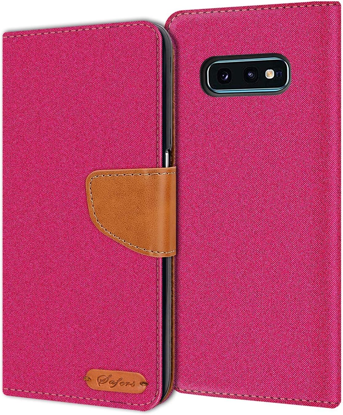 Verco Compatible with Samsung Galaxy S10e Case Protective Case for Galaxy S10e Denim Textile Book Case Flip Case Flip Case Pink