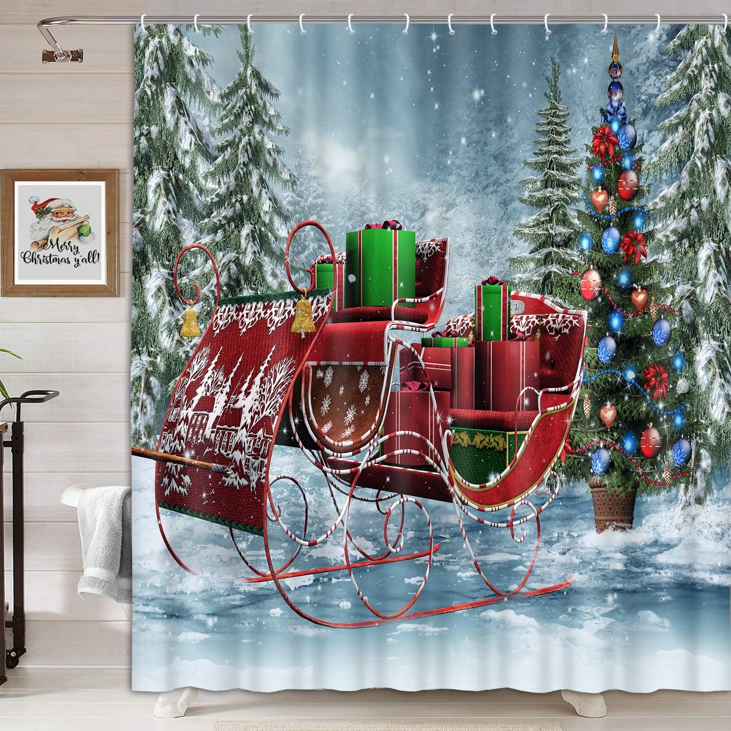 Buy Kotom Merry Christmas Shower Curtain